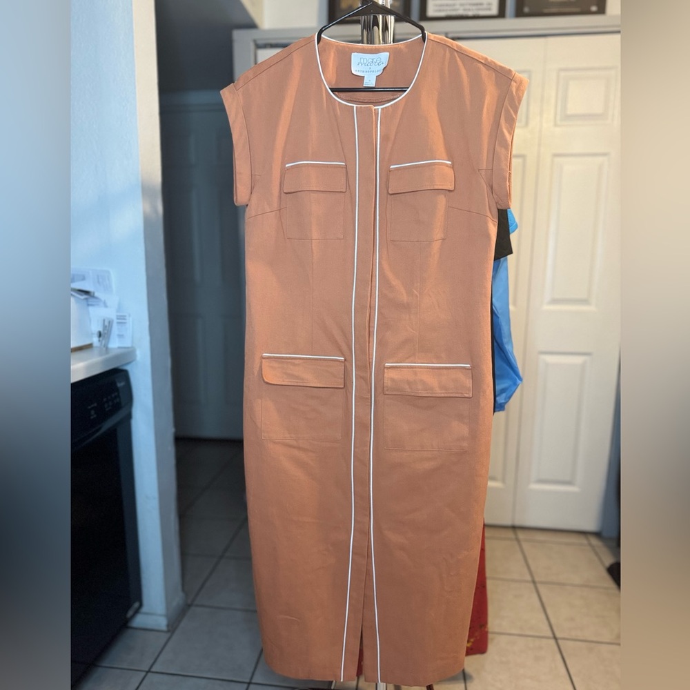 Anthropologie Mare Mare X Terracotta Midi Dress with White Piping